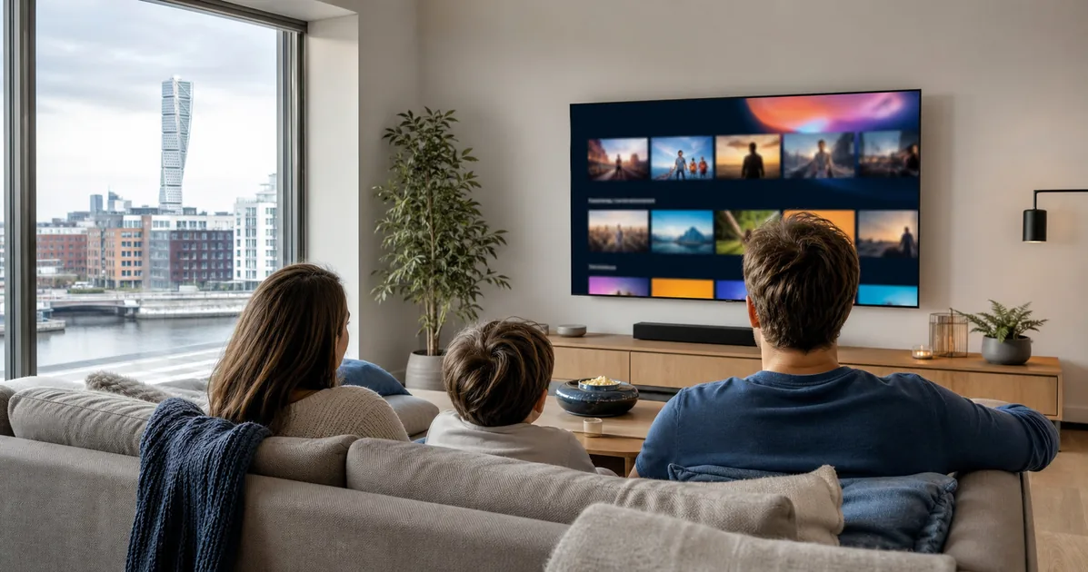 IPTV Malmö på Smart TV i ett modernt svenskt hem