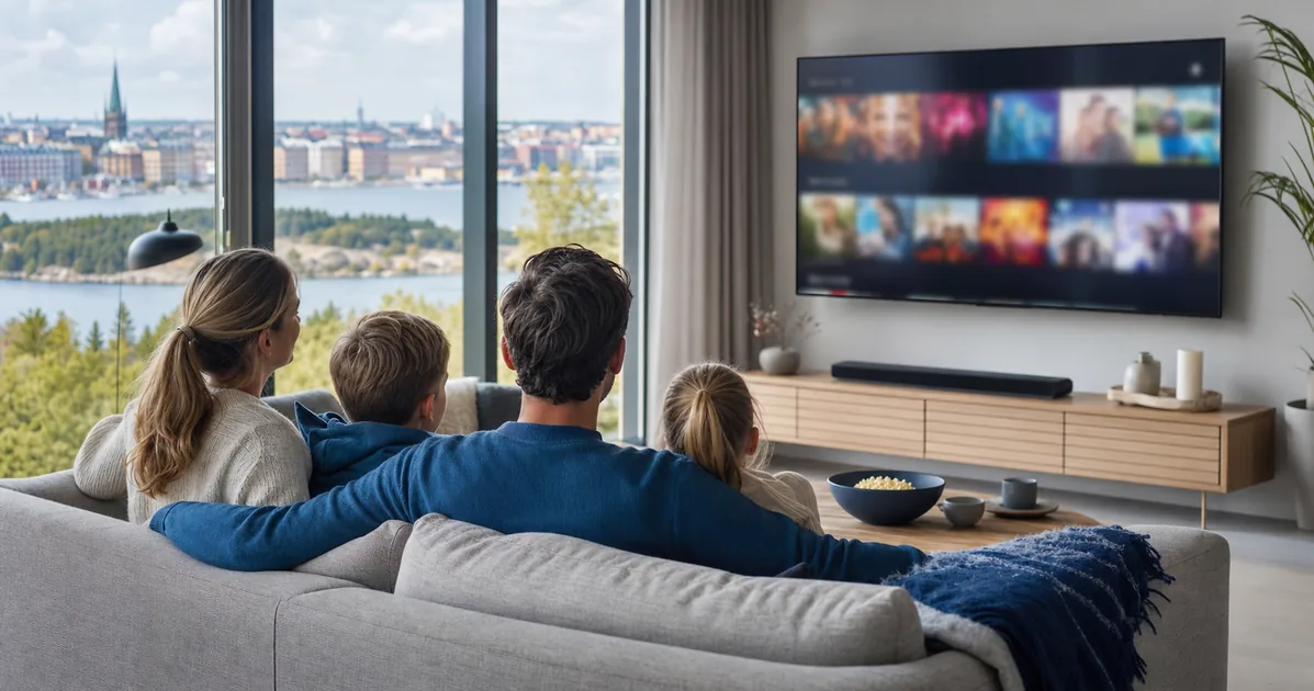 IPTV Sverige på Smart TV i ett modernt svenskt hem